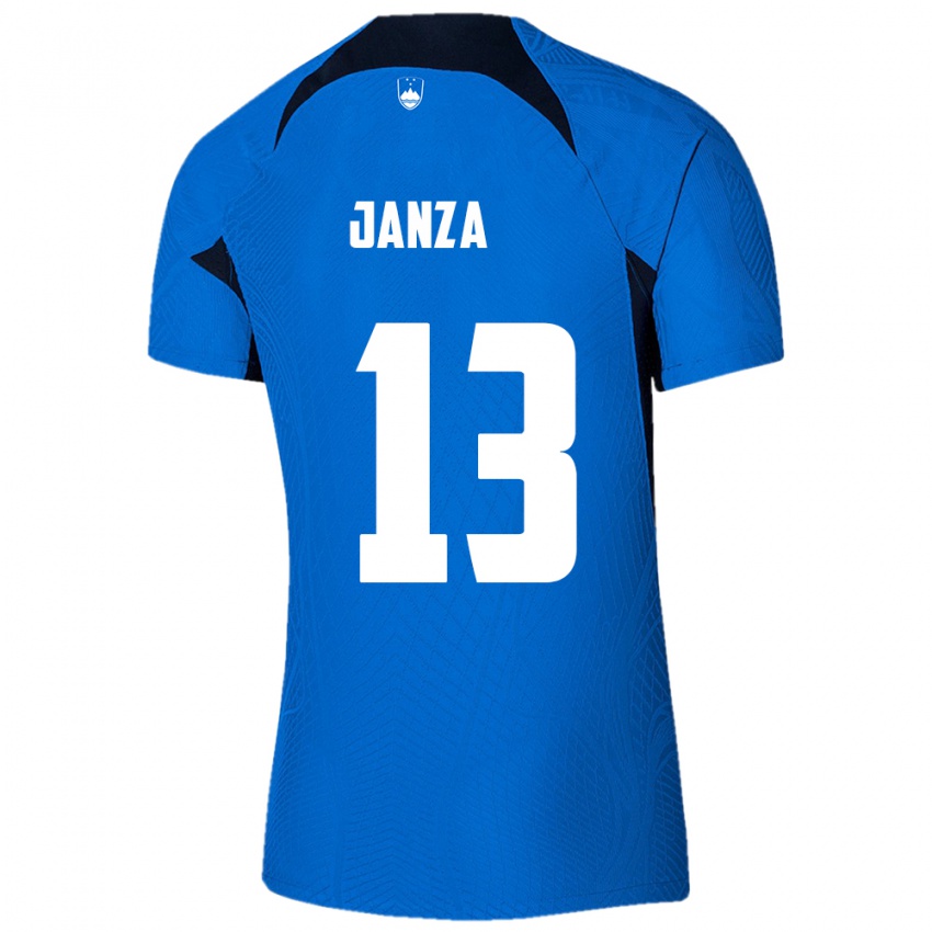 Hombre Camiseta Eslovenia Erik Janza #13 Azul 2ª Equipación 24-26 La Camisa Argentina