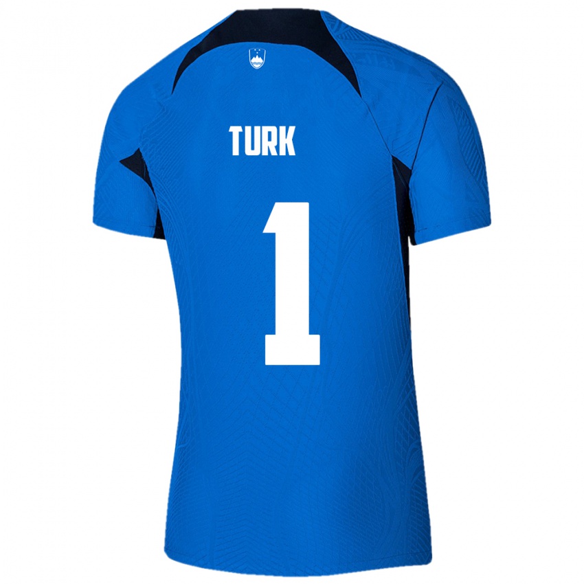 Hombre Camiseta Eslovenia Martin Turk #1 Azul 2ª Equipación 24-26 La Camisa Argentina