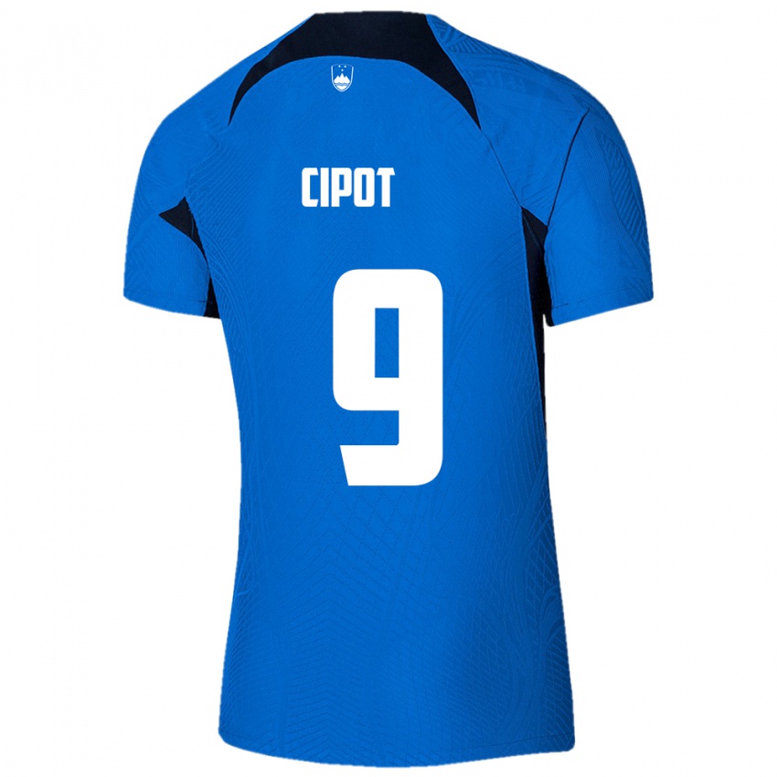 Hombre Camiseta Eslovenia Tio Cipot #9 Azul 2ª Equipación 24-26 La Camisa Argentina