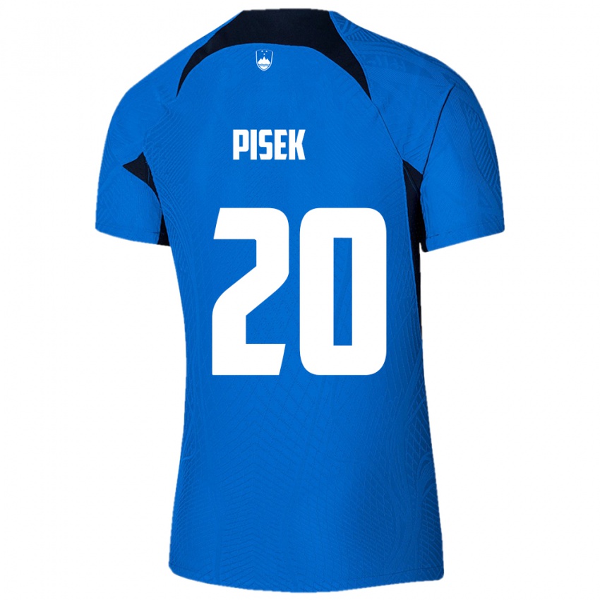 Hombre Camiseta Eslovenia Jost Pisek #20 Azul 2ª Equipación 24-26 La Camisa Argentina