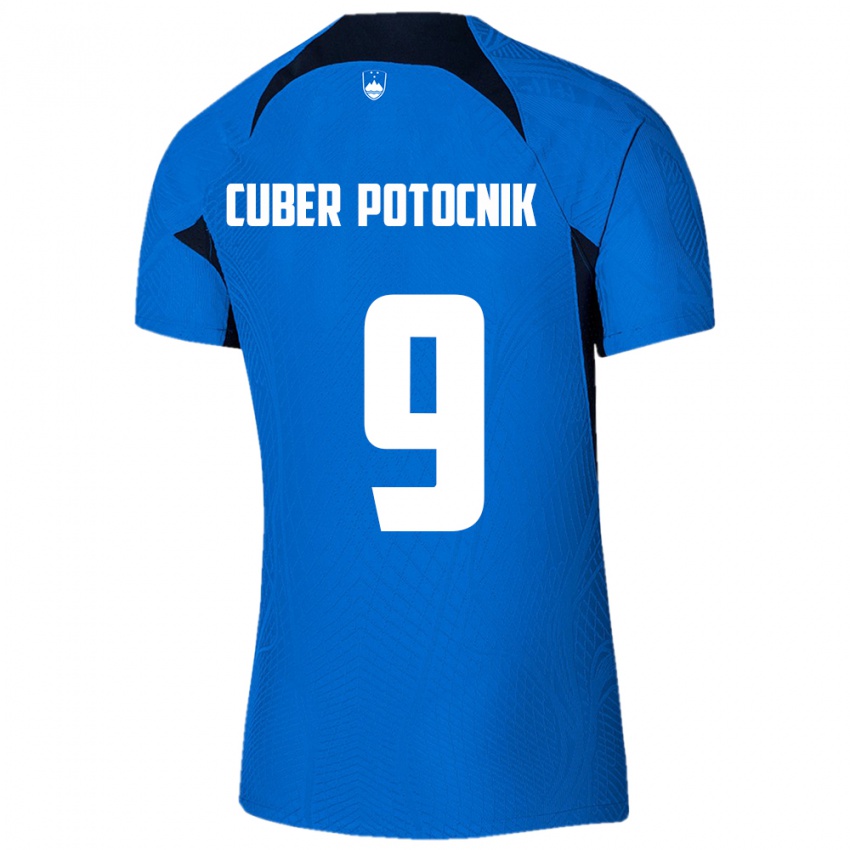 Hombre Camiseta Eslovenia Jaka Cuber Potocnik #9 Azul 2ª Equipación 24-26 La Camisa Argentina