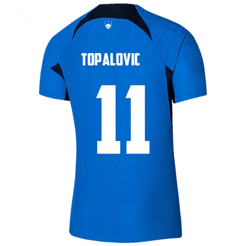 Hombre Camiseta Eslovenia Luka Topalovic #11 Azul 2ª Equipación 24-26 La Camisa Argentina