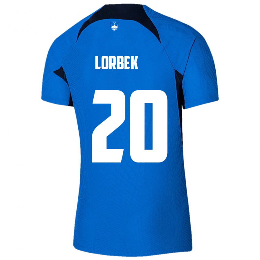 Hombre Camiseta Eslovenia Anej Lorbek #20 Azul 2ª Equipación 24-26 La Camisa Argentina