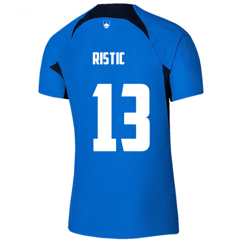 Hombre Camiseta Eslovenia Aleks Ristic #13 Azul 2ª Equipación 24-26 La Camisa Argentina