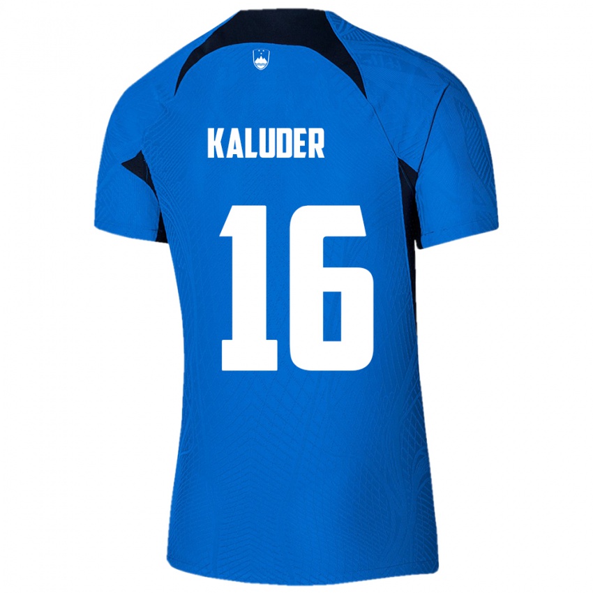 Hombre Camiseta Eslovenia Grega Kaluder #16 Azul 2ª Equipación 24-26 La Camisa Argentina