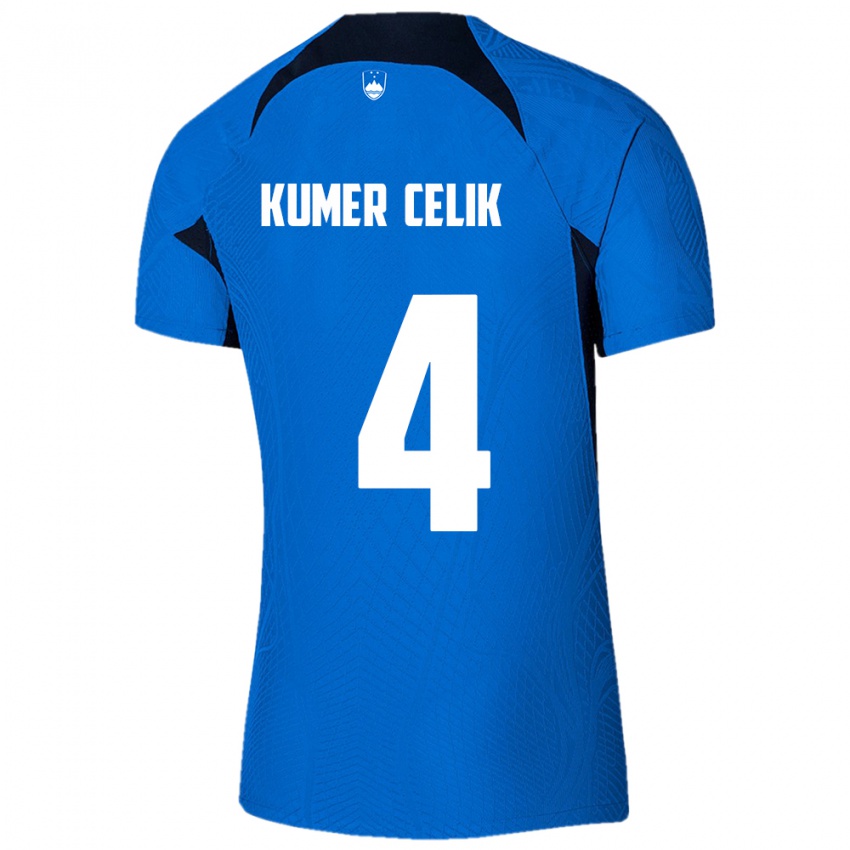 Hombre Camiseta Eslovenia An Kumer Celik #4 Azul 2ª Equipación 24-26 La Camisa Argentina