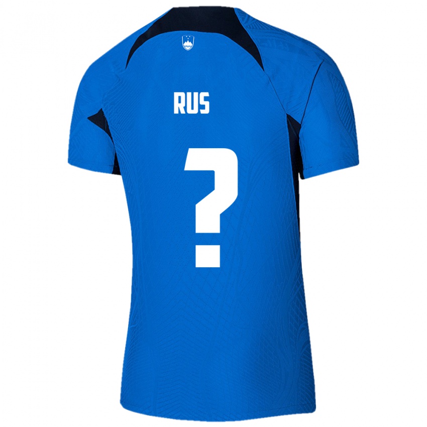 Hombre Camiseta Eslovenia Luka Rus #0 Azul 2ª Equipación 24-26 La Camisa Argentina