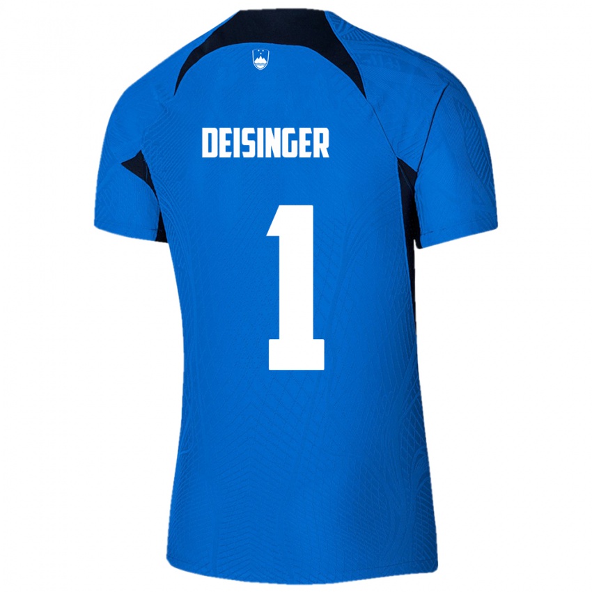 Hombre Camiseta Eslovenia Nik Deisinger #1 Azul 2ª Equipación 24-26 La Camisa Argentina