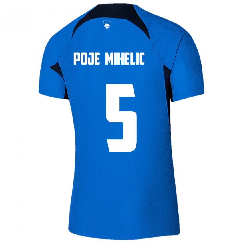 Hombre Camiseta Eslovenia Naja Poje Mihelič #5 Azul 2ª Equipación 24-26 La Camisa Argentina