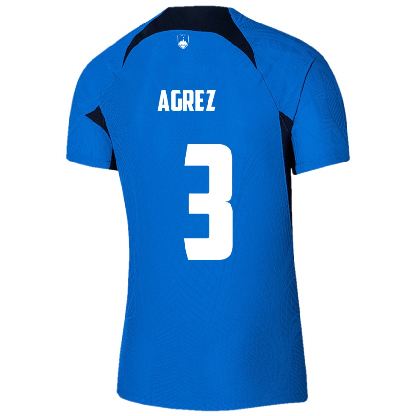 Hombre Camiseta Eslovenia Sara Agrež #3 Azul 2ª Equipación 24-26 La Camisa Argentina