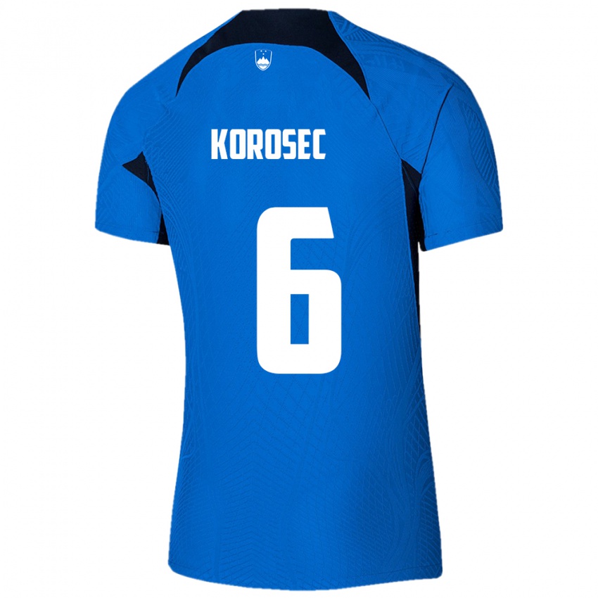 Hombre Camiseta Eslovenia Kaja Korošec #6 Azul 2ª Equipación 24-26 La Camisa Argentina