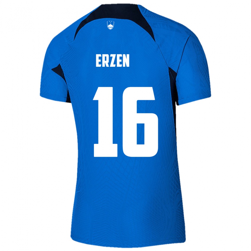 Hombre Camiseta Eslovenia Kaja Eržen #16 Azul 2ª Equipación 24-26 La Camisa Argentina