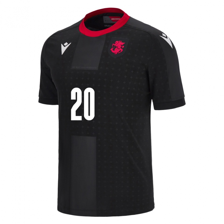 Hombre Camiseta Georgia Elene Enjibadze #20 Negro 2ª Equipación 24-26 La Camisa Argentina