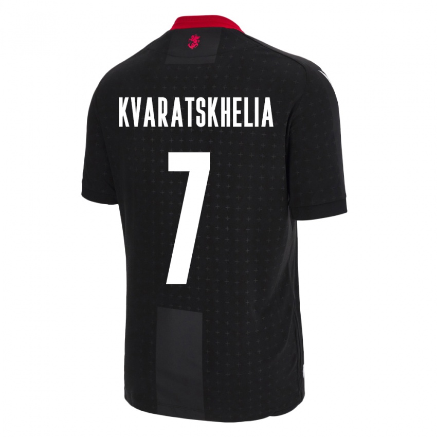 Hombre Camiseta Georgia Khvicha Kvaratskhelia #7 Negro 2ª Equipación 24-26 La Camisa Argentina