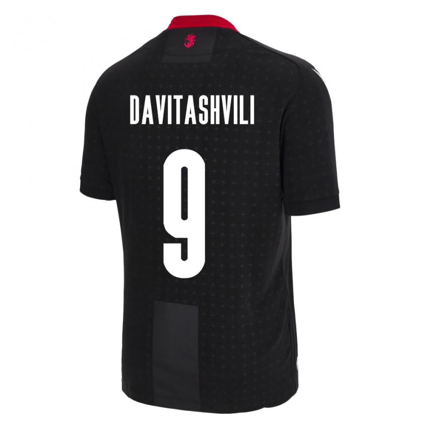 Hombre Camiseta Georgia Zuriko Davitashvili #9 Negro 2ª Equipación 24-26 La Camisa Argentina