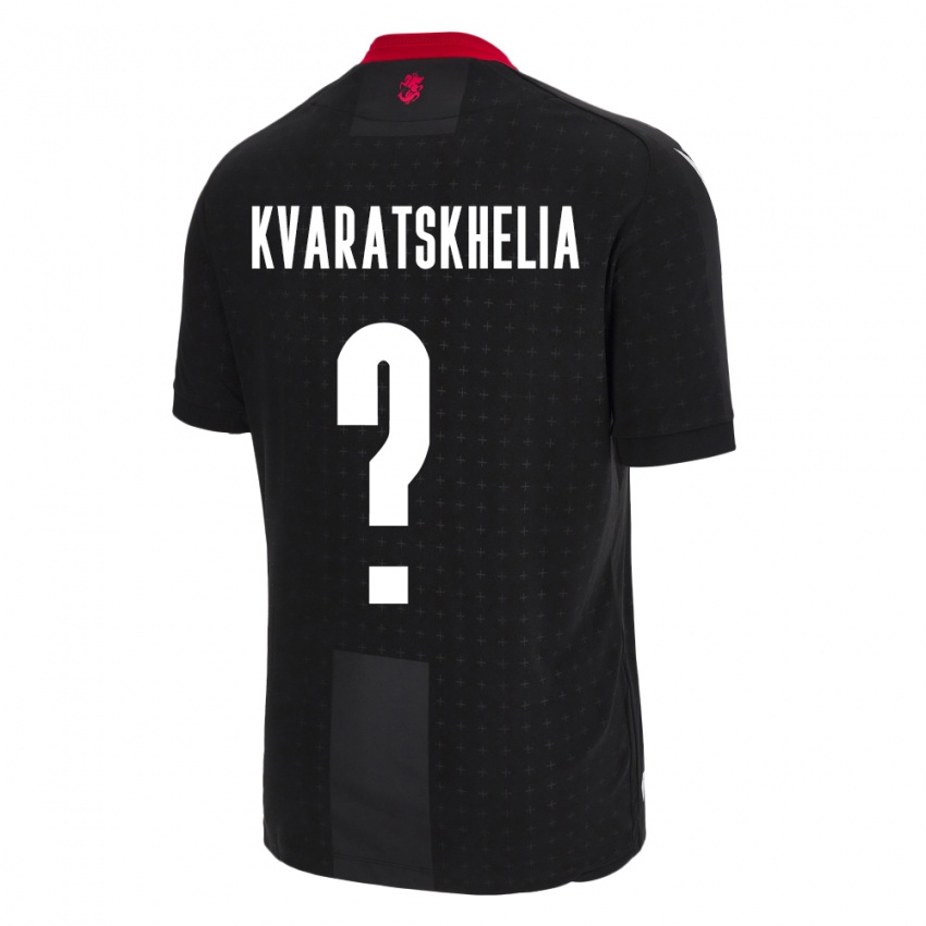 Hombre Camiseta Georgia Lasha Kvaratskhelia #0 Negro 2ª Equipación 24-26 La Camisa Argentina