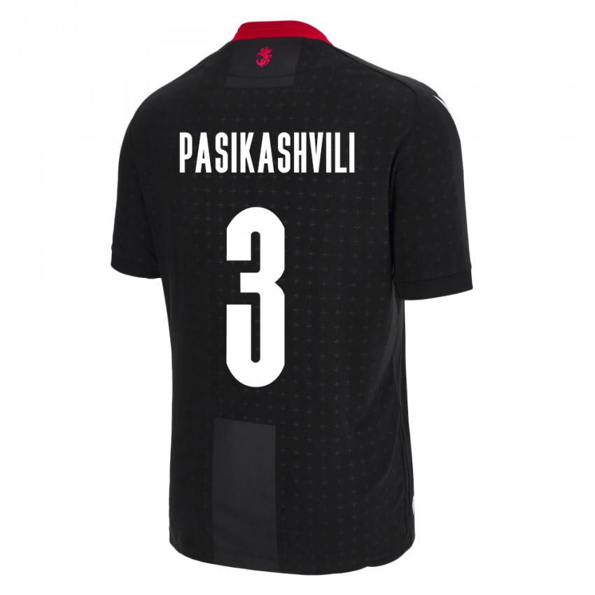 Hombre Camiseta Georgia Nino Pasikashvili #3 Negro 2ª Equipación 24-26 La Camisa Argentina