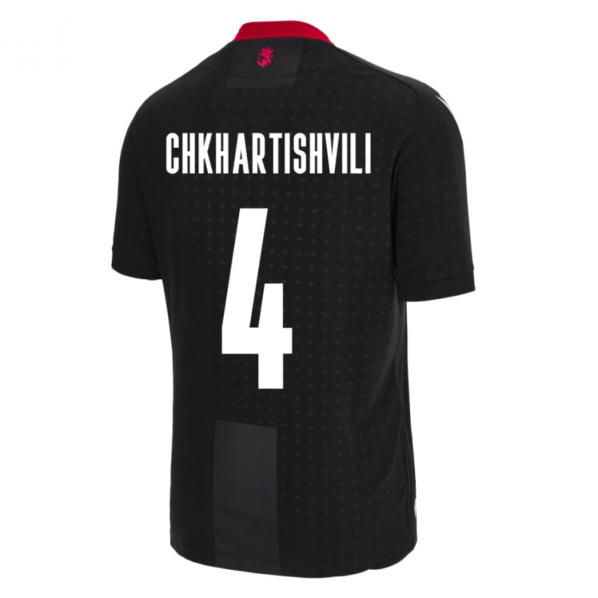 Hombre Camiseta Georgia Nino Chkhartishvili #4 Negro 2ª Equipación 24-26 La Camisa Argentina