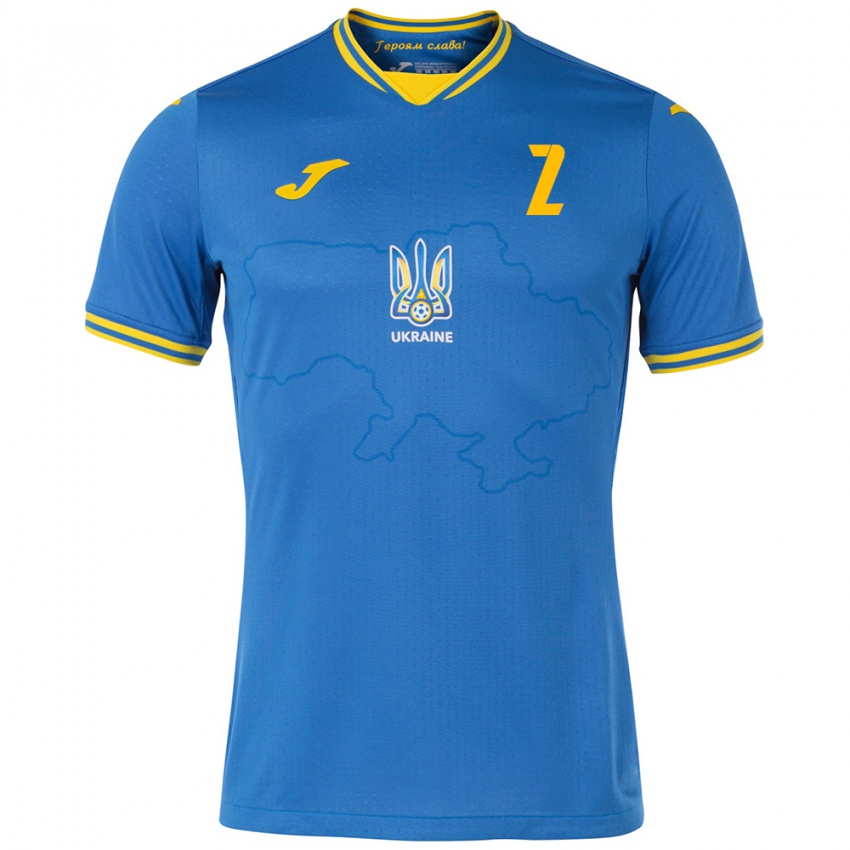 Hombre Camiseta Ucrania Vitaliy Roman #2 Azul 2ª Equipación 24-26 La Camisa Argentina