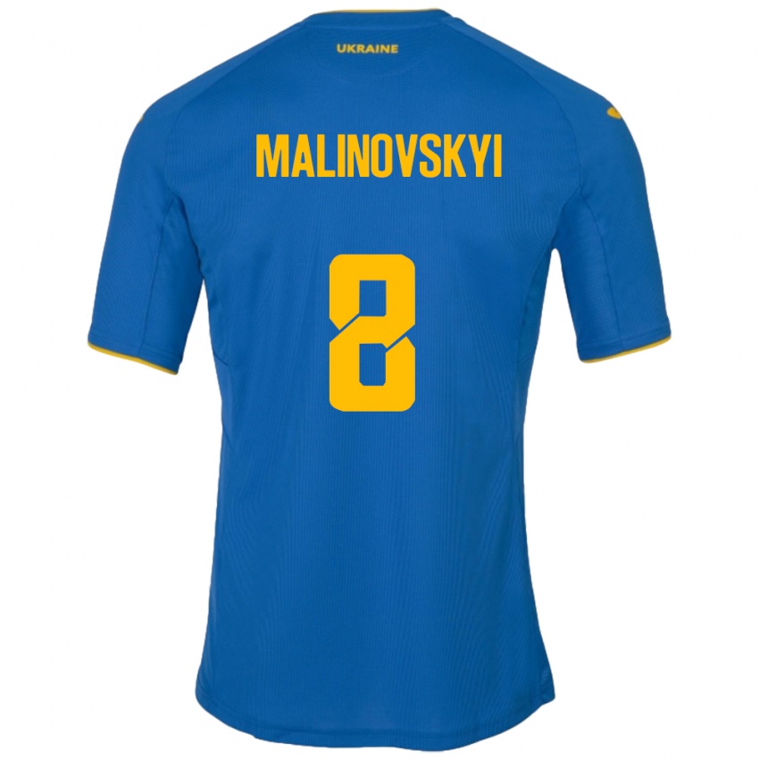 Hombre Camiseta Ucrania Ruslan Malinovskyi #8 Azul 2ª Equipación 24-26 La Camisa Argentina