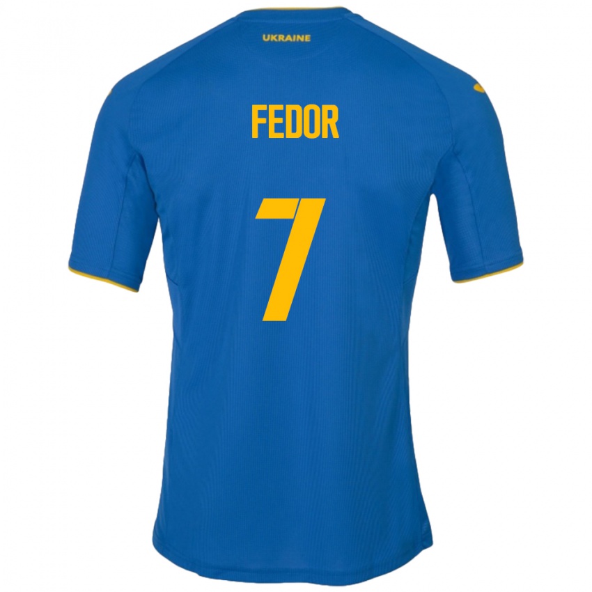 Hombre Camiseta Ucrania Oleg Fedor #7 Azul 2ª Equipación 24-26 La Camisa Argentina