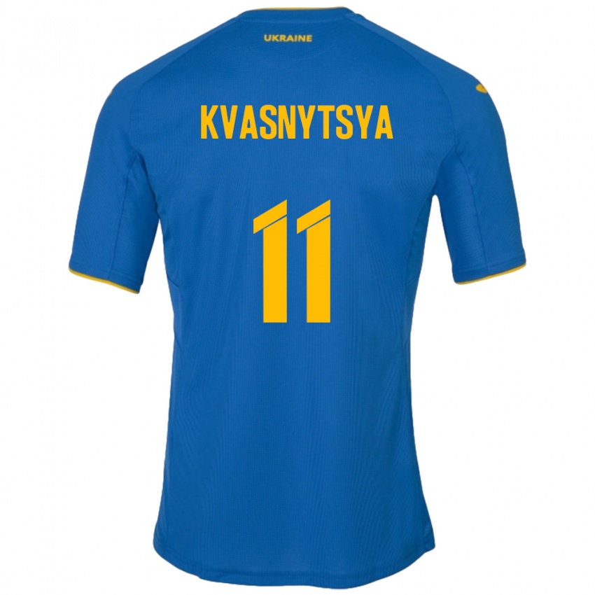 Hombre Camiseta Ucrania Ilya Kvasnytsya #11 Azul 2ª Equipación 24-26 La Camisa Argentina