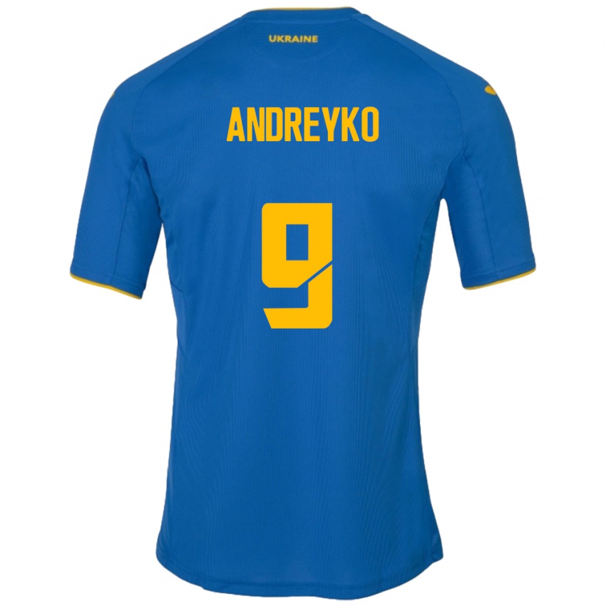 Hombre Camiseta Ucrania Ivan Andreyko #9 Azul 2ª Equipación 24-26 La Camisa Argentina