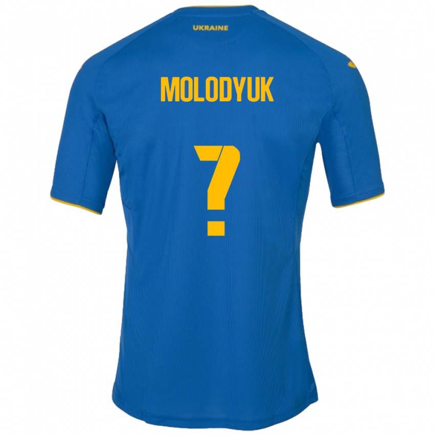 Hombre Camiseta Ucrania Yelyzaveta Molodyuk #0 Azul 2ª Equipación 24-26 La Camisa Argentina