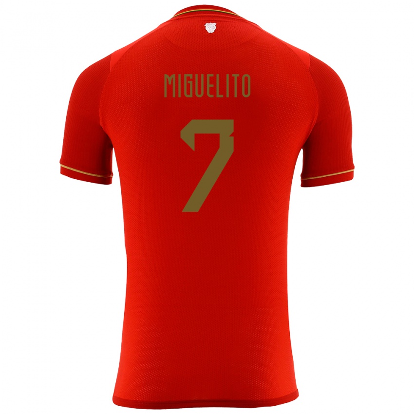 Hombre Camiseta Bolivia Miguelito #7 Rojo 2ª Equipación 24-26 La Camisa Argentina