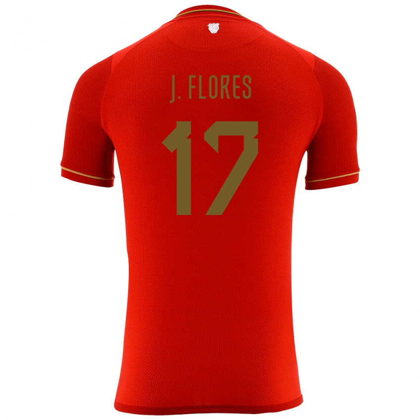 Hombre Camiseta Bolivia José Flores #17 Rojo 2ª Equipación 24-26 La Camisa Argentina