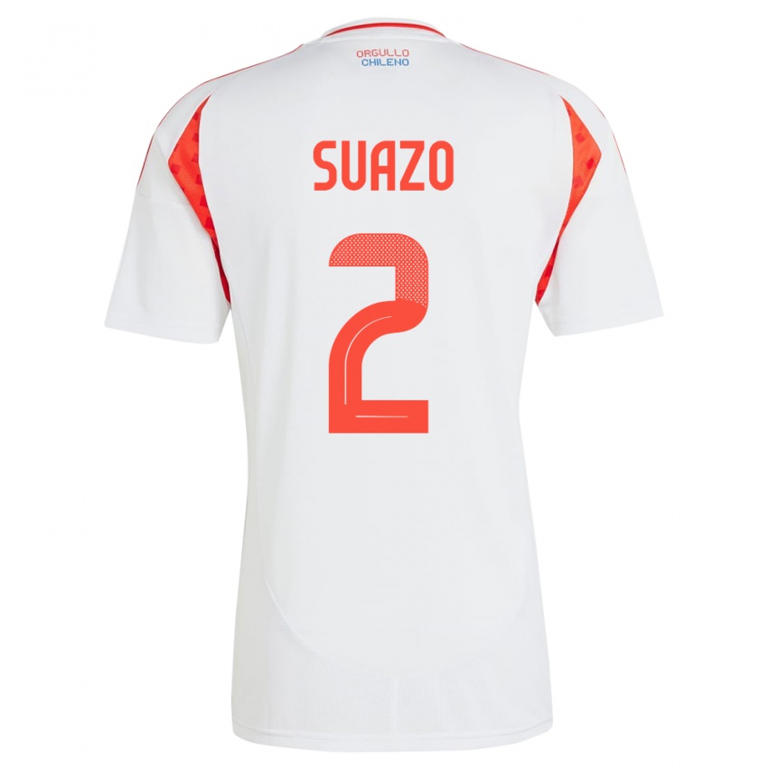 Hombre Camiseta Chile Gabriel Suazo #2 Blanco 2ª Equipación 24-26 La Camisa Argentina