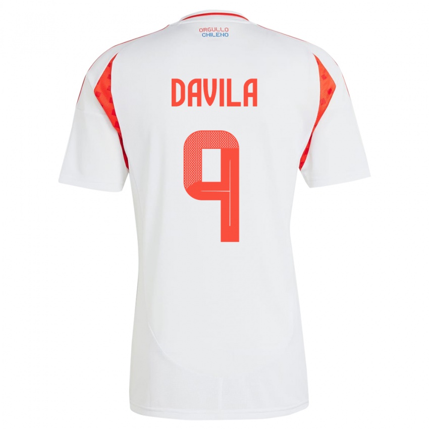 Hombre Camiseta Chile Víctor Dávila #9 Blanco 2ª Equipación 24-26 La Camisa Argentina
