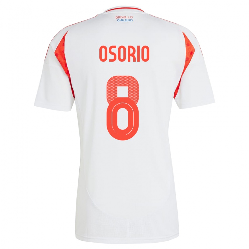 Hombre Camiseta Chile Darío Osorio #8 Blanco 2ª Equipación 24-26 La Camisa Argentina