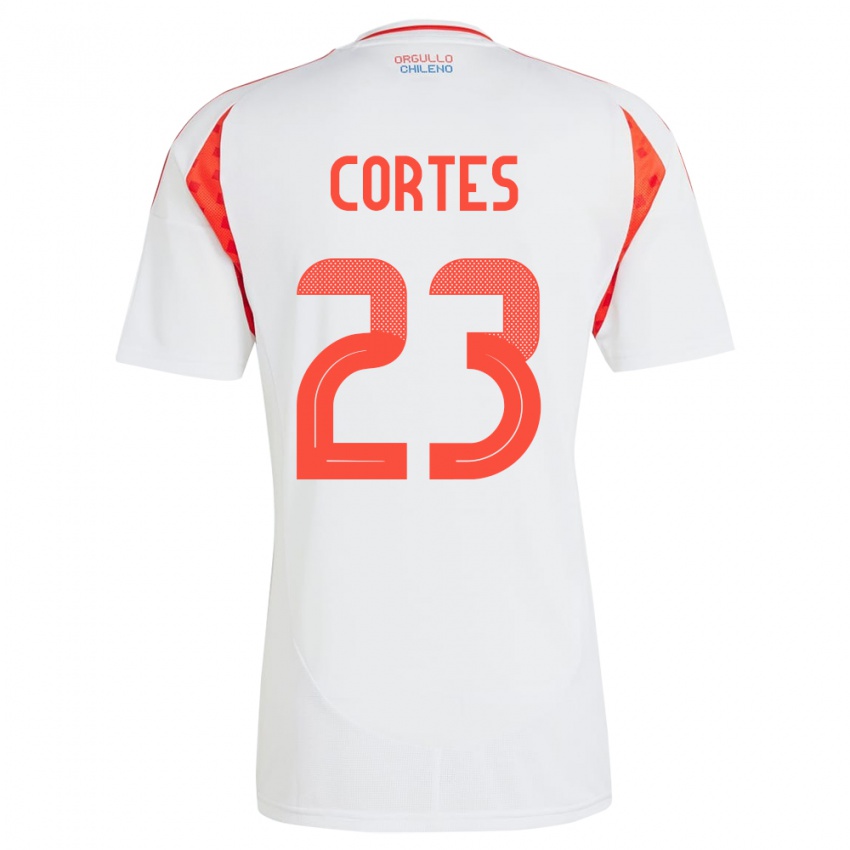 Hombre Camiseta Chile Brayan Cortés #23 Blanco 2ª Equipación 24-26 La Camisa Argentina