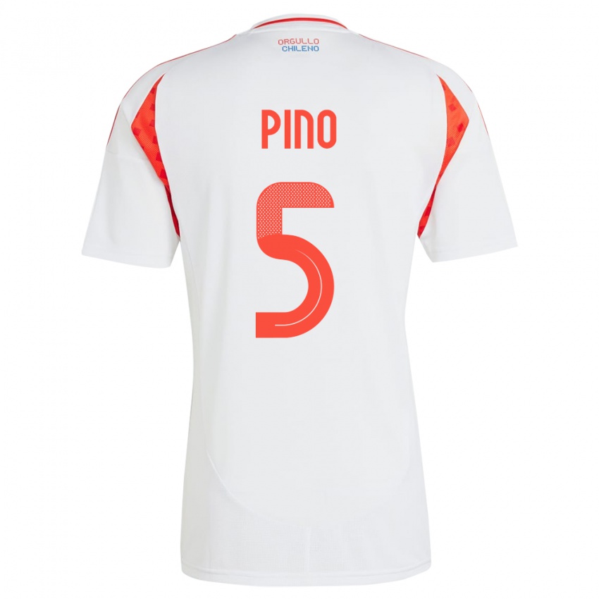 Hombre Camiseta Chile Sebastián Pino #5 Blanco 2ª Equipación 24-26 La Camisa Argentina