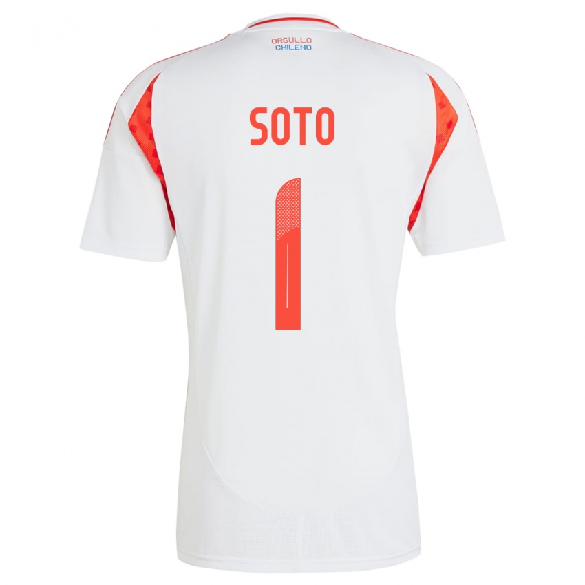 Hombre Camiseta Chile Fernando Soto #1 Blanco 2ª Equipación 24-26 La Camisa Argentina