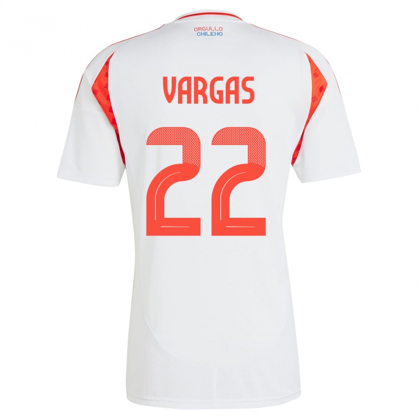 Hombre Camiseta Chile Diego Vargas #22 Blanco 2ª Equipación 24-26 La Camisa Argentina