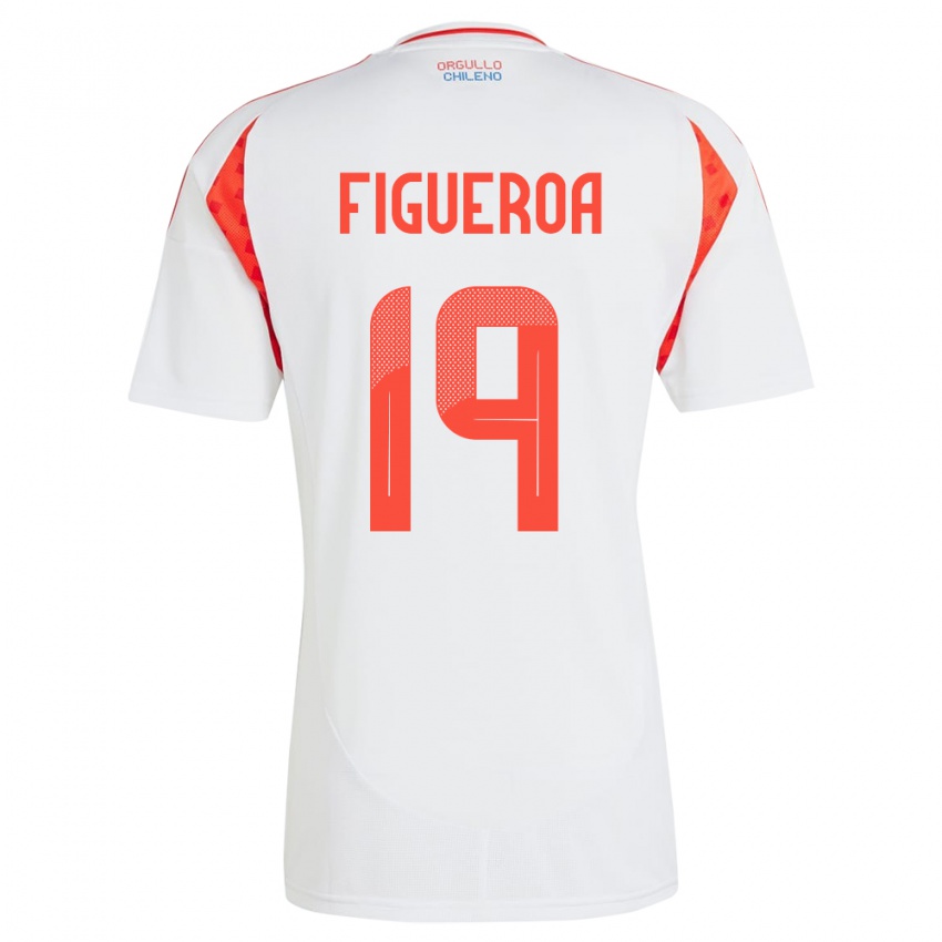 Hombre Camiseta Chile Catalina Figueroa #19 Blanco 2ª Equipación 24-26 La Camisa Argentina