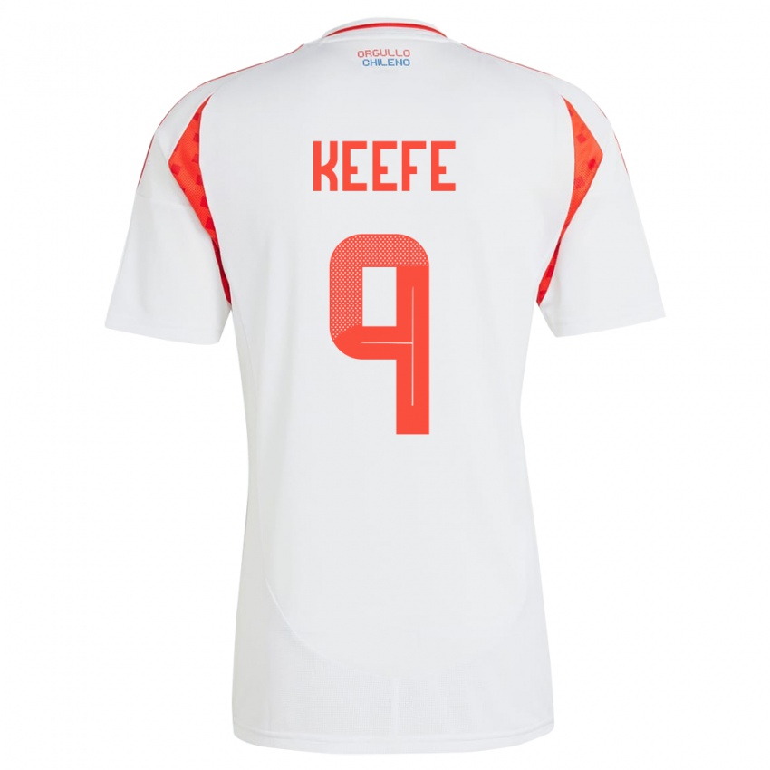 Hombre Camiseta Chile Sonya Keefe #9 Blanco 2ª Equipación 24-26 La Camisa Argentina