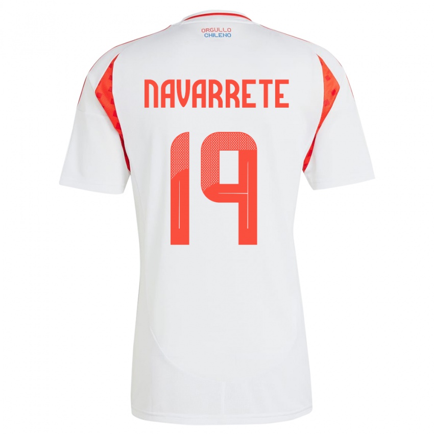 Hombre Camiseta Chile Valentina Navarrete #19 Blanco 2ª Equipación 24-26 La Camisa Argentina