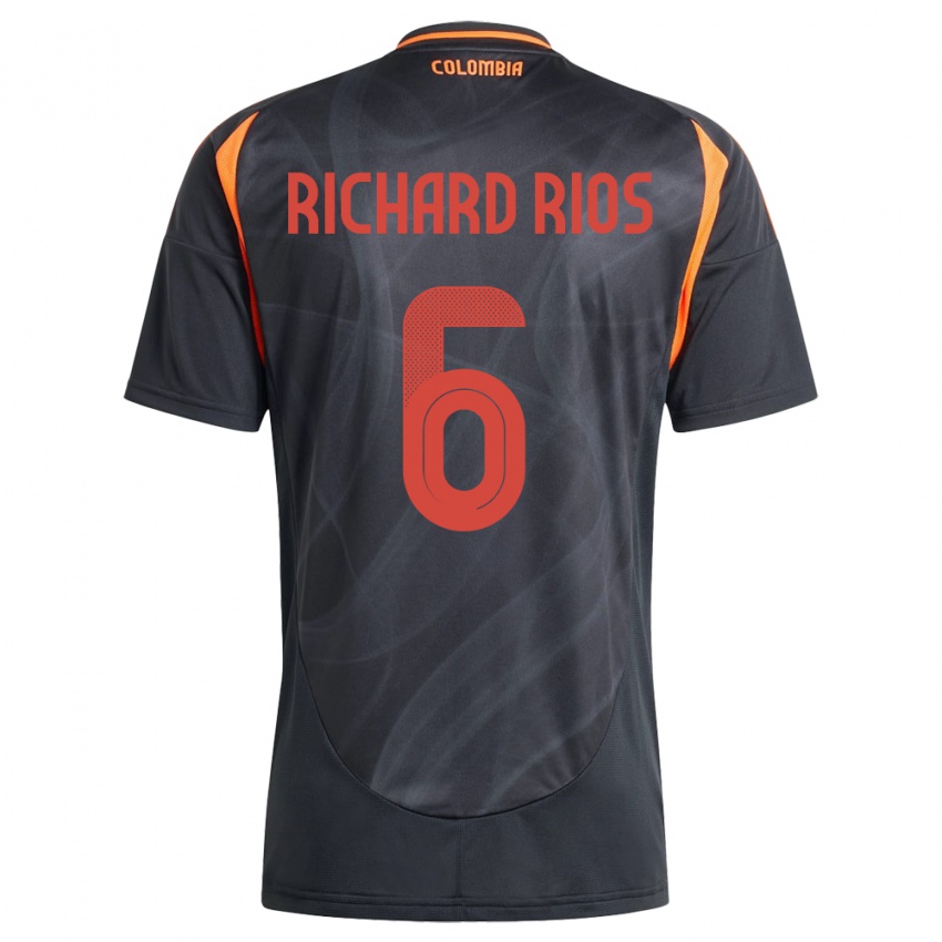 Hombre Camiseta Colombia Richard Ríos #6 Negro 2ª Equipación 24-26 La Camisa Argentina