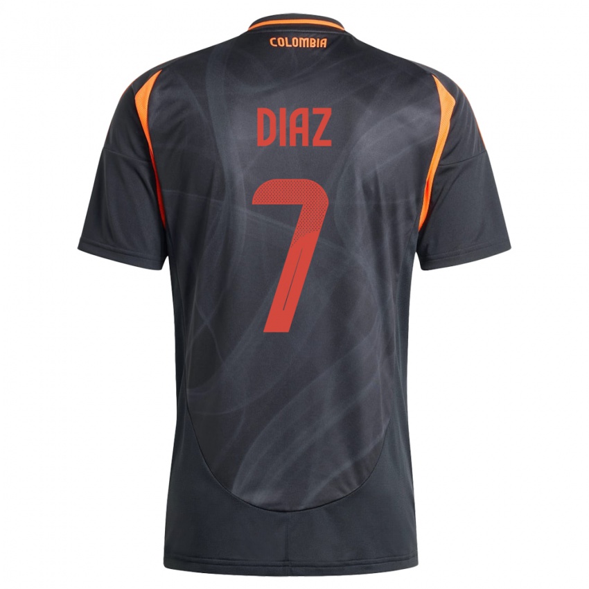 Hombre Camiseta Colombia Luis Díaz #7 Negro 2ª Equipación 24-26 La Camisa Argentina
