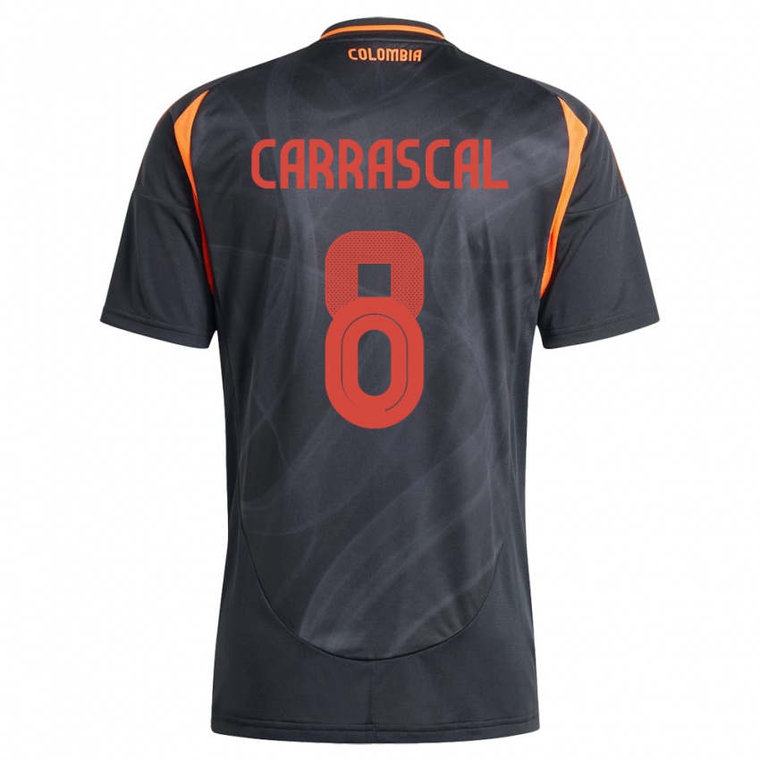 Hombre Camiseta Colombia Jorge Carrascal #8 Negro 2ª Equipación 24-26 La Camisa Argentina