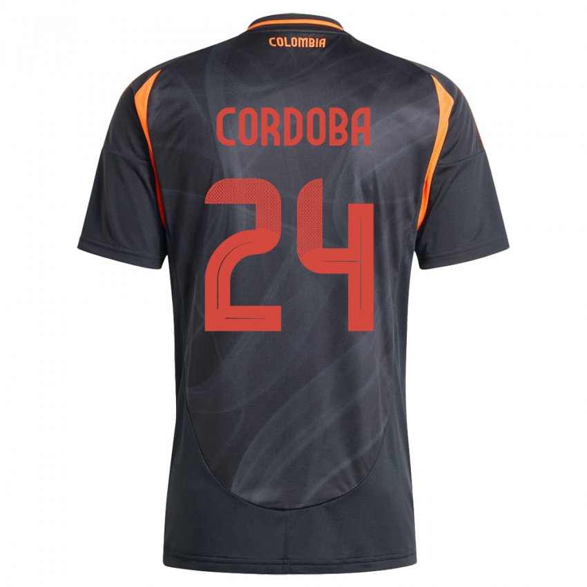 Hombre Camiseta Colombia Jhon Córdoba #24 Negro 2ª Equipación 24-26 La Camisa Argentina
