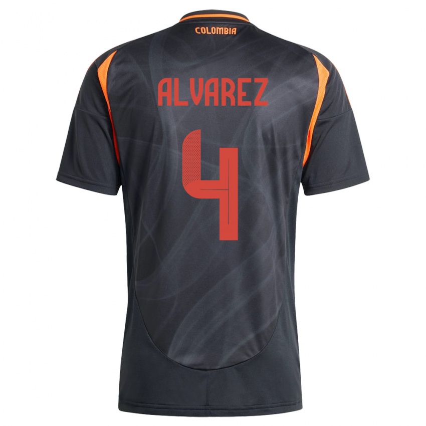 Hombre Camiseta Colombia Fernando Álvarez #4 Negro 2ª Equipación 24-26 La Camisa Argentina