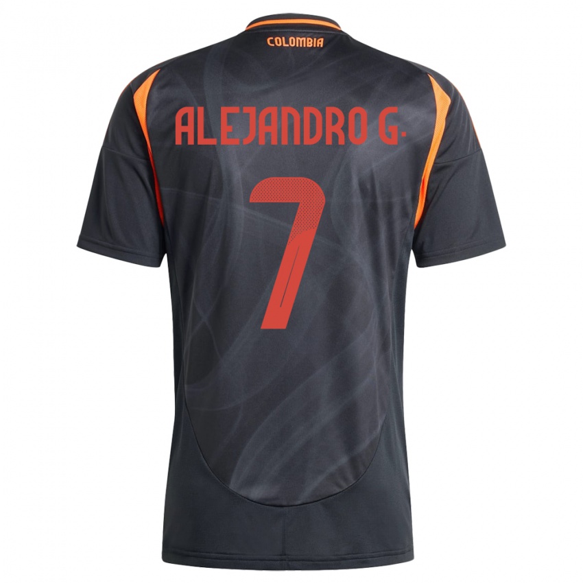 Hombre Camiseta Colombia Alejandro García #7 Negro 2ª Equipación 24-26 La Camisa Argentina
