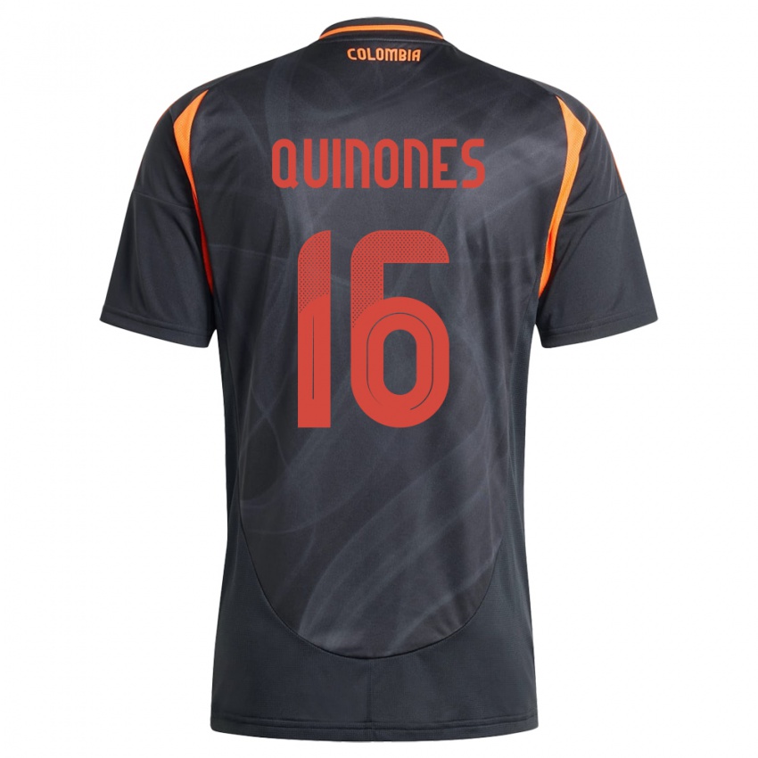 Hombre Camiseta Colombia Nelson Quiñónes #16 Negro 2ª Equipación 24-26 La Camisa Argentina