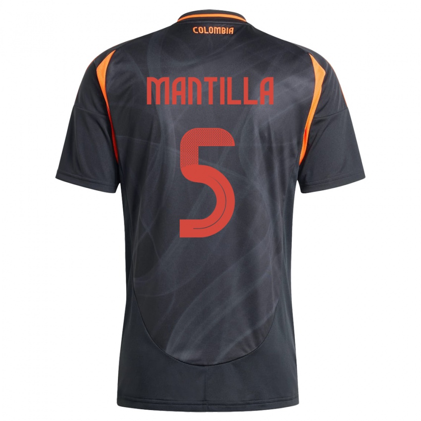 Hombre Camiseta Colombia Kevin Mantilla #5 Negro 2ª Equipación 24-26 La Camisa Argentina