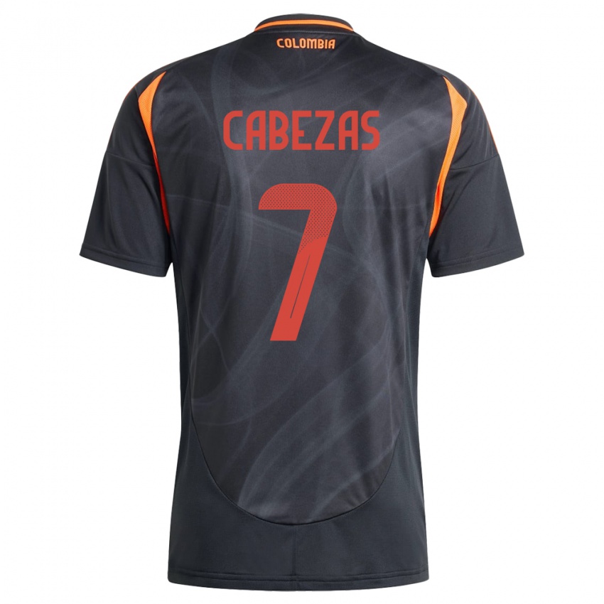 Hombre Camiseta Colombia Jorge Cabezas #7 Negro 2ª Equipación 24-26 La Camisa Argentina