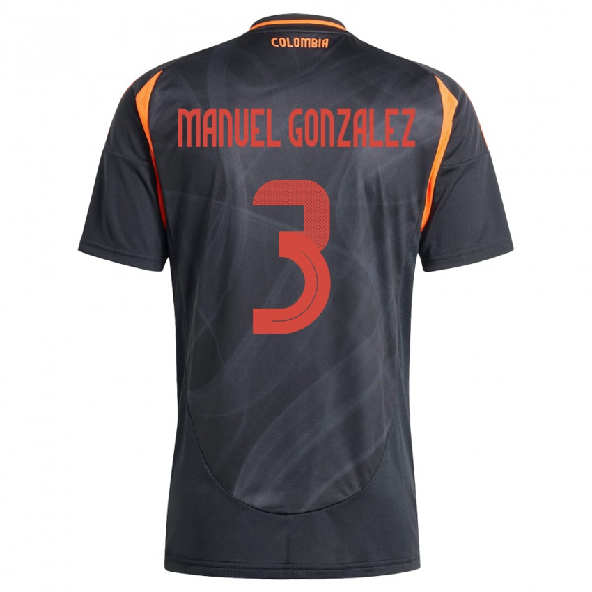 Hombre Camiseta Colombia Carlos Manuel González #3 Negro 2ª Equipación 24-26 La Camisa Argentina